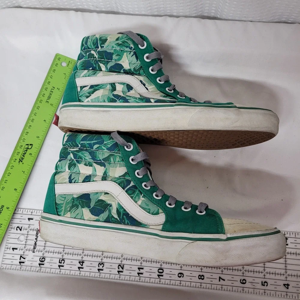 Vans Sk8-Hi High Top Tropical Palm Leaf Green Sneakers Mens 8 Womens 9.5